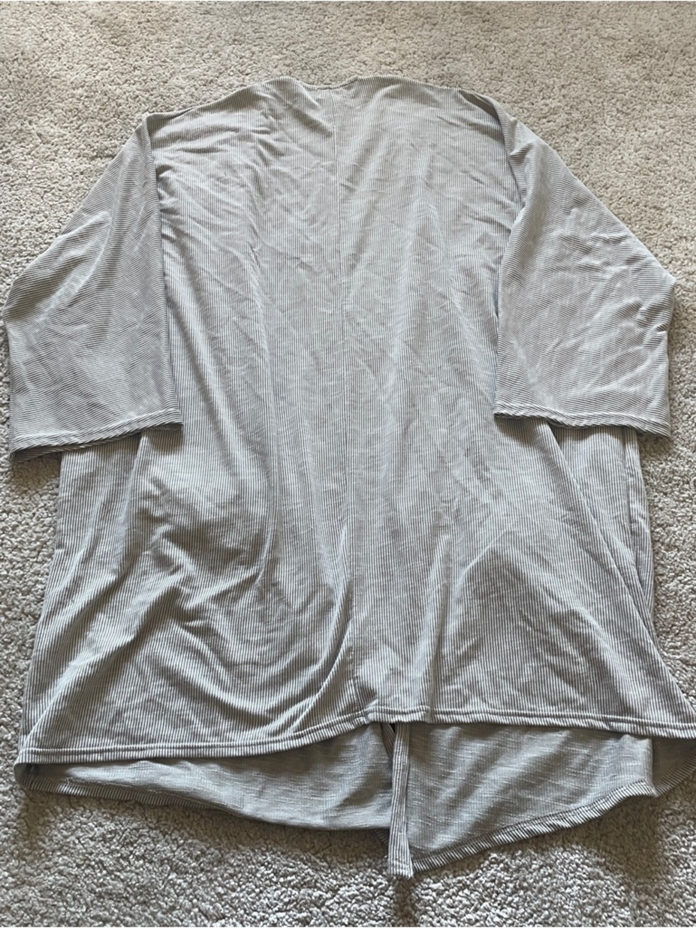 DONNI. Light Gray Open-Front Ribbed Cardigan - Picture 4 of 5